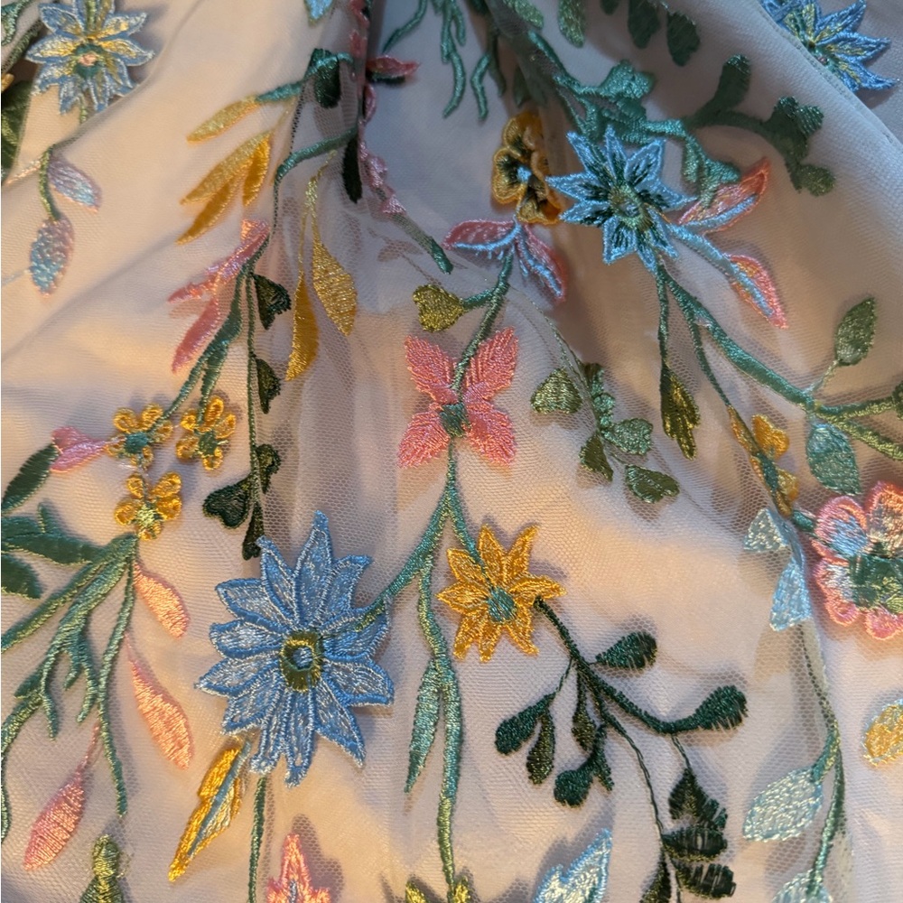 Azazie Evangeline Blush Pink Floral Embroidered Dress, style: 1070755 - Picture 11 of 14